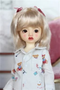 BJD Doll Girls Cute Wig 1/6 1/4 1/3 Milk Silk Natural Butterfly Knot Cute Toy Shoulder-Length Hair Wig Doll Accessories(no doll)