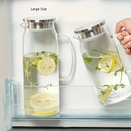 1pc 1L/1.5L Borosilicate Glass Straight Water Pitcher with Stainless Steel Lid, Household Juice Jug, Suitable for Coffee, Juice