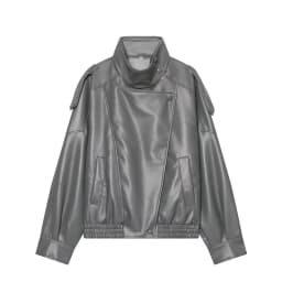 Women's Jacket 2026 Autunm New Black Long Sleeve Pebble Faux Leather Jacket Motorcycle Style Personality Fashion