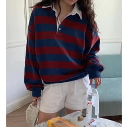 American Style Oversize Striped Sweatshirt Women's Loose Long Sleeve Autumn New Lazy Style Versatile Outerwear Neck