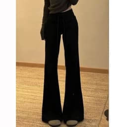 Lady High Waist Solid Thin Flared Pants Classic Fashion Girls Straight Leg Sweatpants Women Korean Comfortable Trousers