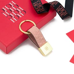 CH Embossed Monogram Leather Keychain Gold Plated Key Ring Luxury Stylish Key Holder Gift Daily Use Fashion Accessory Trendy