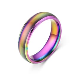 Stainless Steel Ring for Men Women Changing Color Mood Ring Temperature Sensitive Glazed Seven-Color Ring Couple Jewelry