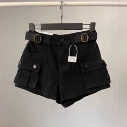 Women Denim Shorts Solid Cargo Short Button Pocket Mini Length Zipper Fly Empire Waist Loose Fit Streetwear Casual 2026 Summer