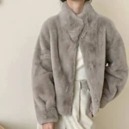 LANMREM Eco-friendly Mink Fur Windproof Stand Collar Faux Mink Coat For Women Warm Winter Thick Jackets With Pockets 2DB5167
