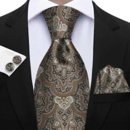 Luxury Paisley Brown Red Blue Grey Wedding Tie For Men Handky Cufflink Gift Men Necktie Fashion Designer Business Party Gift