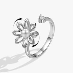 SMJEL Flower Shiny Rhinestone Rotatable Fidget Spinner Ring for Women Anti Anxiety Butterfly Animal Design Anti Stress Accessory