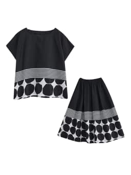 Oversized Vintage Print Loose 2 Two Piece Set Summer Short Sleeve Casual T Shirt Women T-shirt Fashion Clothing Skirt Suit 2026