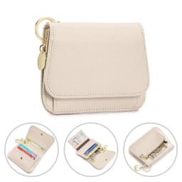 Slim Wallet for Women RFID Blocking Genuine Leather Ladies Keychain Wallet with Zipper Coin Pocket ID Window