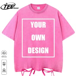 Custom Your Logo Print Summer Cool Snow Wash T-Shirt Cotton Casual Loose Short Sleeve Fashion Retro Tee Soft Couple Streetwear