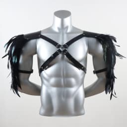 UYEE Belt Feather Shrugs Shawls Gothic Punk Feather Cape Jacket Punk Scarf Shoulder Wraps Halloween Cosplay Stage Show Belt