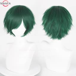Anime 30cm Short Straight Cosplay Wig Black White Green Brown Purple Blue Gray Red Gold Man Women Heat Resistant Synthetic Hair