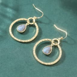 Gold Plated Vintage Large Circle Pendant Earrings Classic Artistic Inlay Synthetic Gemstone Earrings Trendy Jewelry