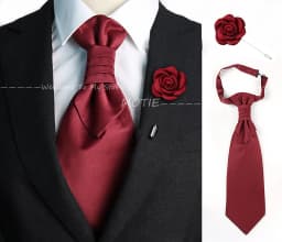 Newest Men's Soild Color Tie Brooch Set Red Ajustable NeckTie Luxury Gemstone Brooch Classic Suit Tuxedo Groom Wedding Accessory