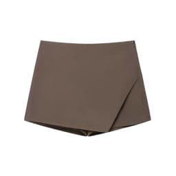 Women's Asymmetric Solid Color Skort Casual Side Zipper Shorts Skirts for Spring Summer Fashion