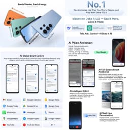 Blackview WAVE 10 Smartphone 8GB+256GB 6.88'' Android 16 Unisoc UMS9230E 5000mAh 4G Cell Phone