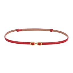 Women's Thin Leather Belt 1cm Gold Oval Snap Buckle Minimalist Business Belt for Suits Dresses Office Wear