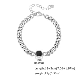 Vnox 5/7mm Width Adjustable Chain Bracelet for Men, Stainless Steel Acrylic Six-Sided Polished Jewelry Gift for Husband Son Him