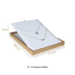 Luxury Gold White PU Leather Necklace Ring Earring Holder Jewelry Tray Series Jewelry Disply Jewellery Organizer Box