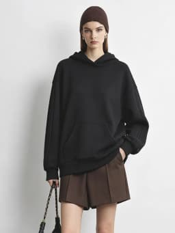 Amii Hooded Fleece Lined Sweatshirt Drop Shoulder Loose Fit Minimalist Slimming Casual Winter Women's Hoodies 12644038