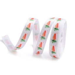 5yards/roll 1cm Wide Easter Themed Polyester Ribbon Carrot and Egg Pattern For Party Decoration Gift Wrapping Bows Making