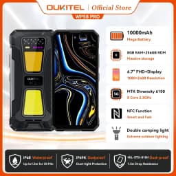 OUKITEL WP58 PRO 5G Rugged Smartphone 24GB(8+16) RAM + 512 ROM, Android 15 NFC 64MP Cellphone with Camping Lamp ,10000mAh 33W