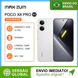 Poco X8 PRO 5G, 512GB/8GB Versão Global, Smartphone MediaTek Dimensity 8500-Ultra, Bateria 6500mAh, Câmera 50MP
