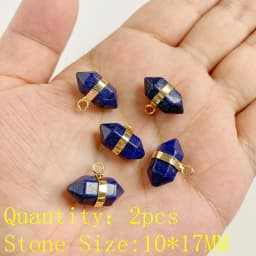 2PCS Natural Blue Lapis Lazuli Stone Gem Pendant Connector Charm For DIY Woman Men Jewelry Making Accessory Wholesale