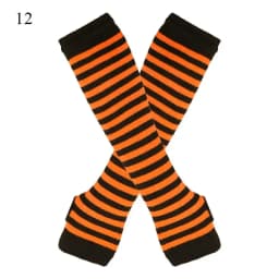 New Long Glove Arm Cover Classic Pink Black and White Striped Fingerless Elbow Gloves Warmer Knitted Wristband