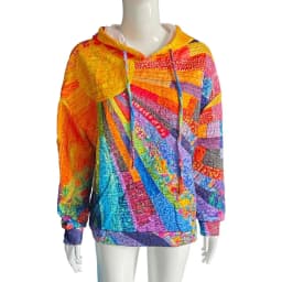 Women's hooded sweatshirt 3D printed with colorful sun pattern, women's pullover sweatshirt top, street neutral outerwear clothi