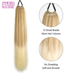 WTB Synthetic Braided Wig 24 Inch Corn Perm Curly Hair Ponytail Braided Wig Daily Wear Curly Ponytail