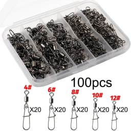 100pcs/box Swivel Snap Connector Pin Rolling Ring Fishing Tackle Buckle Hook Lure Kit Wire Connection 50pcs- 100pcs Bearing Gear
