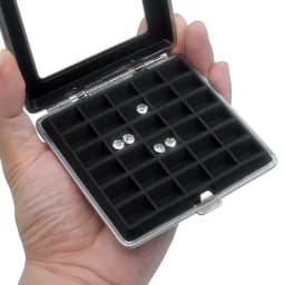 Push Soft Silicone Pad Transparent Glass Gem Box Grid Ring Surface Display Case Metal Bare Stone Container Black