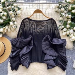 Chic Blouses for Women's Temperament Lady Tops Ruffles Gauze Loose Shirts 2025 Blusas Mujer De Moda Folds Korean Summer Blouse