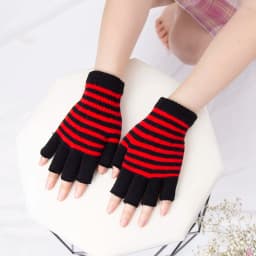 1Pair Black Unisex Half Finger Fingerless Gloves for Women Men Wool Knit Wrist Cotton Gothic Gloves Winter Warm Workout Gloves