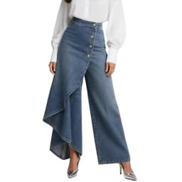 Y2KPants Spring Summer Fashion Long Solid Color Casual Buckle Loose Wide Leg Pants Women Trousers Faux Denim