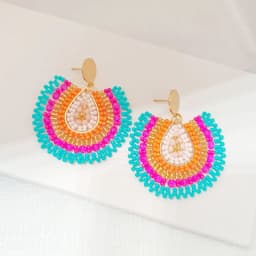 Rice bead earrings Water drop Originality Colour Crystal Design Hand knitting Bohemia Alloy Fashion Simple Beaded earrings