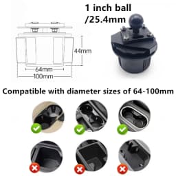 Heavy-Duty Cup Holder Mount with 25mm Ball for ARKON or RAM MOUNT Socket