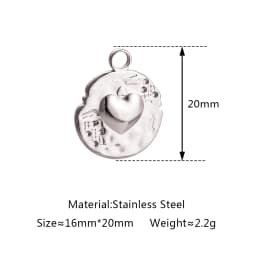 3pcs Stainless Steel Irregular Geometry Heart Charms For Jewelry Embossed Gold Color Plated DIY Earring Necklace Making Supplies