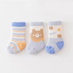 3 Pairs Winter Thicken Baby Socks Cute Rabbit Bear Plush Middle Tube Socks For Newborn Warm Boy Girl Long Socks