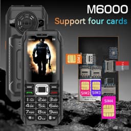 M6000 Ultra Long Standby Durable Mobile Phone GSM 2G Network 4 SIM Card 2.4-inch Large Keyboard Elderly Phone