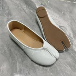 Size 35-43 Split Toe Women Ballet Flats Tabi Shoes Casual Slip-on Loafers Ladies Pleated Leather Espadrilles Zapatillas Mujer