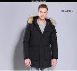 Men Thickened Down Cotton Parka Men Big Fur Collar Hooded Parkas Men Mid long Multi Pocket Outerwear Men Warm Casual Daily Parka
