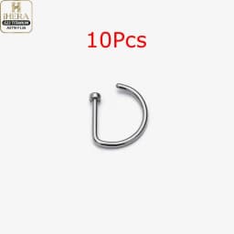 1/10PCS ASTM F136 Titanium Fake Nose Ring Hoop Non Piercing D Shape Nostril Lip Septum Earring Body Jewelry Kit