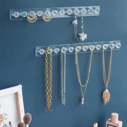 7/12Hooks Transparent Acrylic Jewerly Storage Rack For Earring Necklace Hanger Holder Wall Mounted Display Stand Organizer