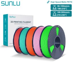 SUNLU High Speed Matte PETG Filament 1.75mm High Toughness Easy Print Fast 3D Printing Material Durable Smooth Finish 1KG Spool