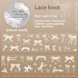5x200cm Pure White Cute PET Die-Cut TapeStickers Lovely Bow Bubble Star Stickers for Journal Scrapbook DIY Phone Case