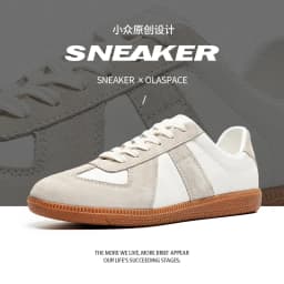 Maden Vintage Patchwork German Trainer Sneakers Unisex Summer Sports Casual Shoes Split Leather Lace-up Outdoor Flat Shoes