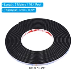2/5m EVA Black Foam Sealing Tape Single Sided Self-adhesive Foam Insulation Tape Weather Stripping Window Door Seal Strip