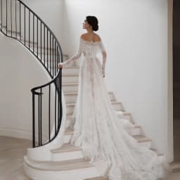 Customized Lace A Line Wedding Dress Strapless Off The Shoulders Long Sleeves Lace Up Back Vintage Boho Train Bridal Gowns 2026